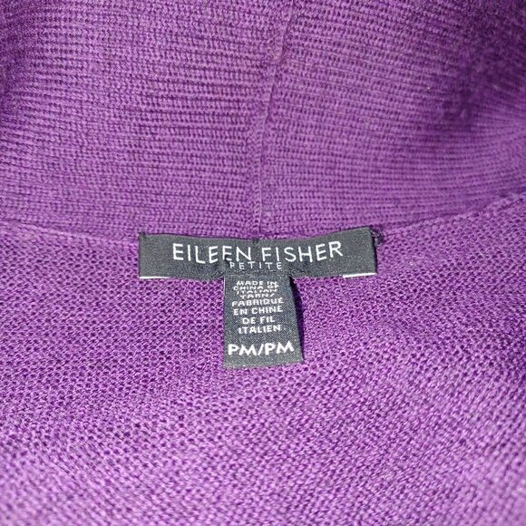 Eileen Fisher Merino Wool Open Front Cardigan Purple Womens Petite M Capsule - Picture 3 of 7